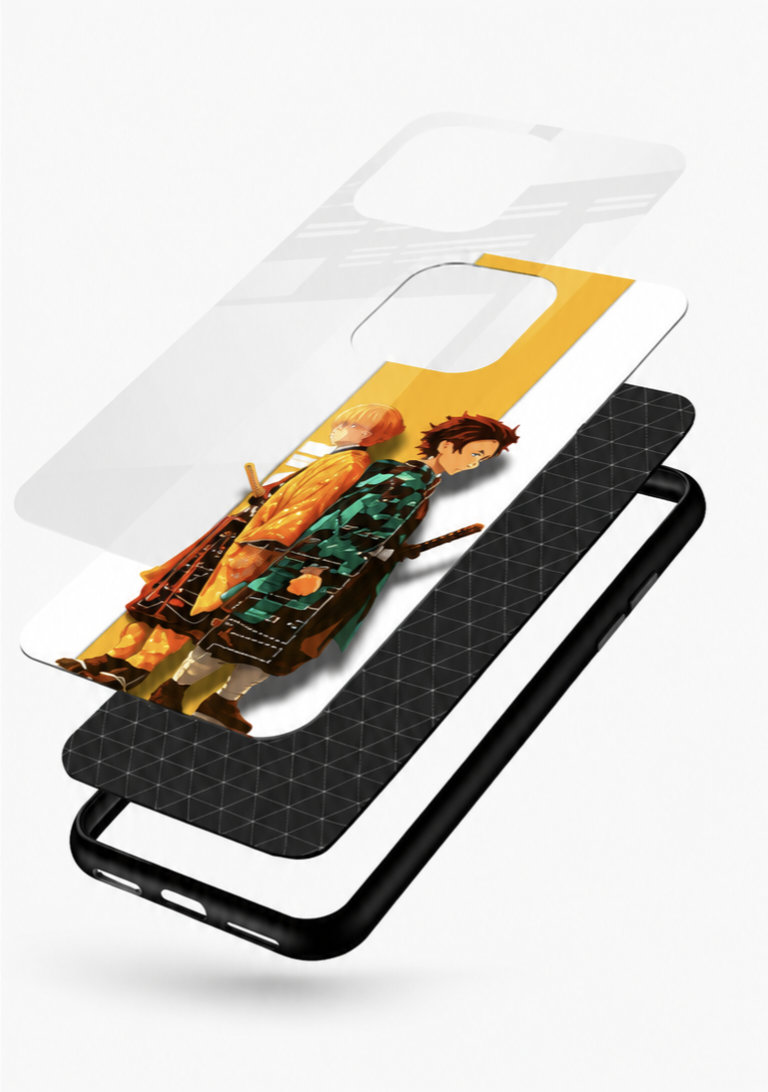 Anime Dual Swordsmen Glass Mobile Case | Premium Anime Phone Cover
