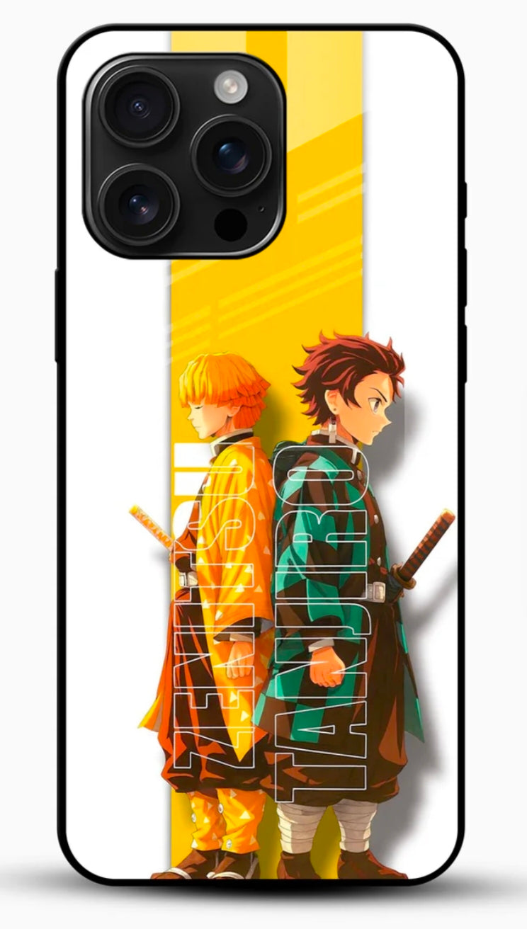 Anime Dual Swordsmen Glass Mobile Case | Premium Anime Phone Cover