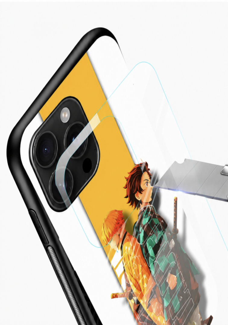 Anime Dual Swordsmen Glass Mobile Case | Premium Anime Phone Cover