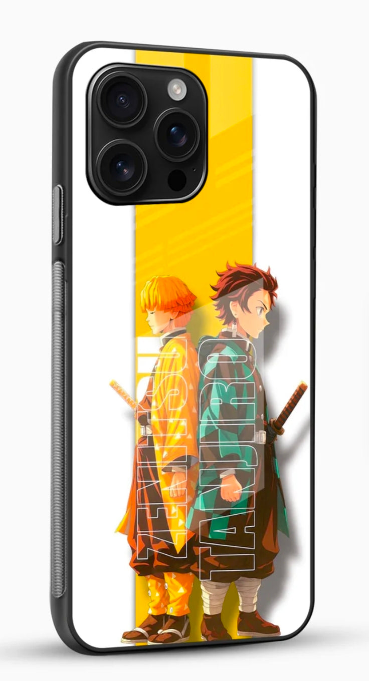 Anime Dual Swordsmen Glass Mobile Case | Premium Anime Phone Cover